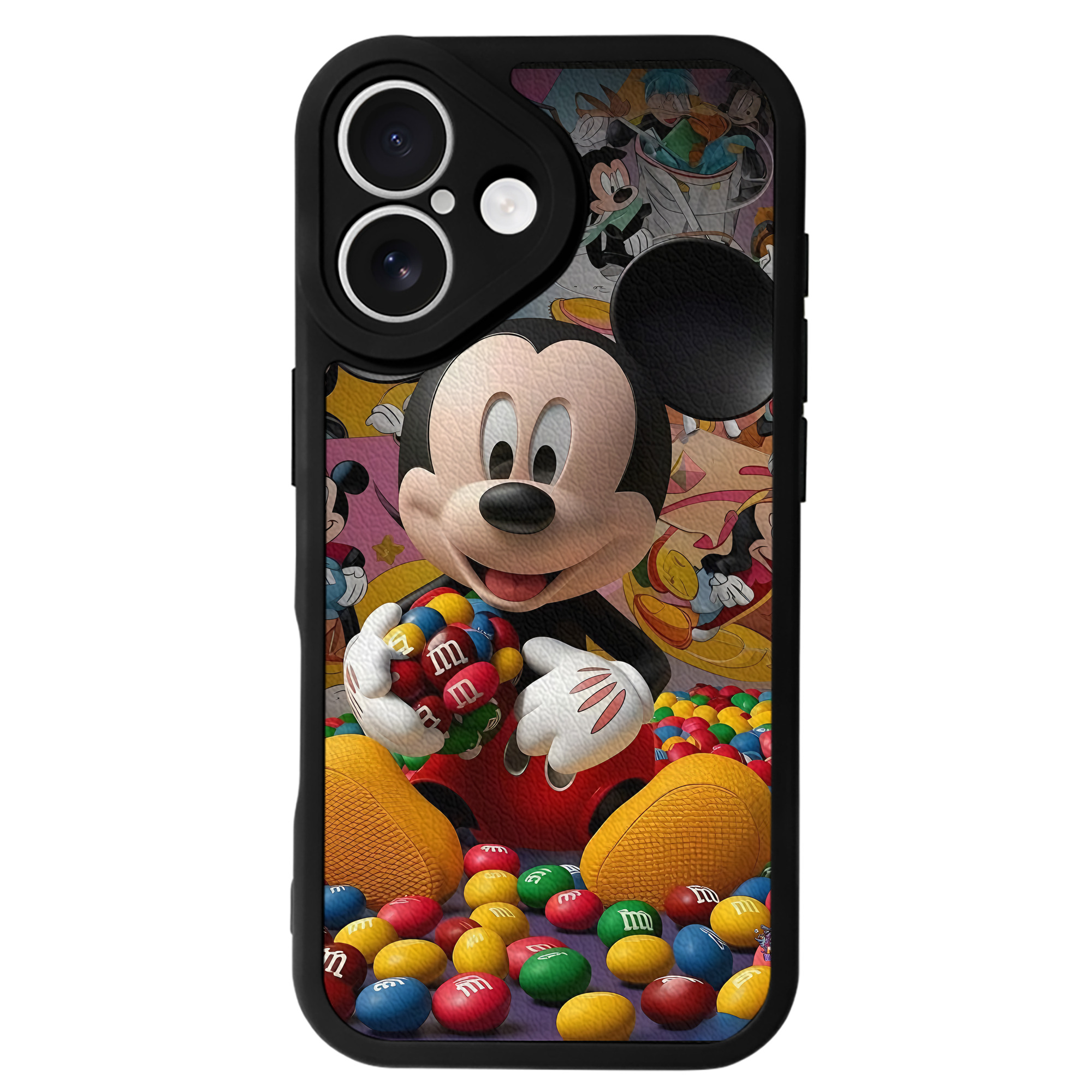 （画像用） ミッキーマウス Mickey Mouse 【iPhone 16シリーズ対応】シリコンスマホケース（レザー調） 材質：シリコン